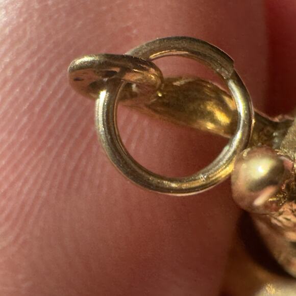 French Rabbit Heart Magician Hat 18K Yellow Gold Ruby Charm Pendant - Picture 12 of 16